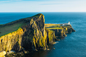 Neist Point lighthouse panorama view, Scotland, Isle of Skye
