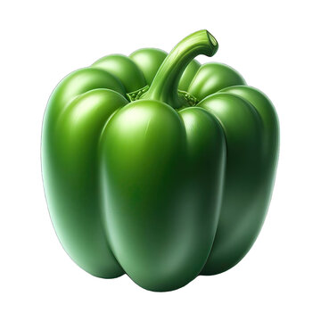 Green pepper, sweet green pepper, paprika, isolated on white background, clipping path, sweet pepper, Green bell pepper. fresh, isolated. on a plain, One green bell pepper, Capsicum, Generative AI 