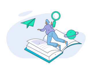 Education learning people flat vector concept hand drawn illustration
