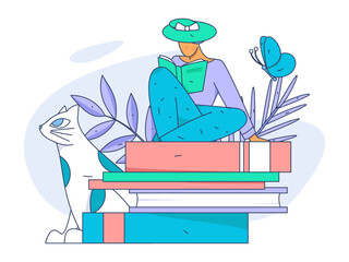 Education learning people flat vector concept hand drawn illustration
