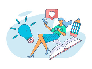 Education learning people flat vector concept hand drawn illustration
