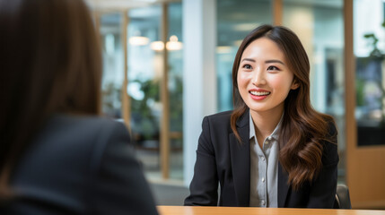 Female asian job applicant during job interview