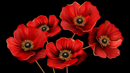 Abstract red poppy flowers as Remembrance Day background - obrazy, fototapety, plakaty