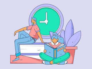 Education learning people flat vector concept hand drawn illustration
