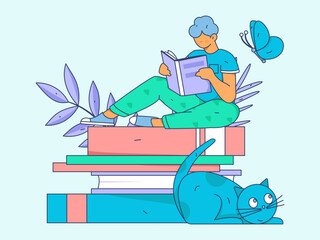 Education learning people flat vector concept hand drawn illustration
