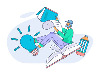 Education learning people flat vector concept hand drawn illustration
