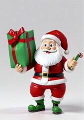3D Toy Of Santa Claus Checking His Naughty And Nice List On A White Background.