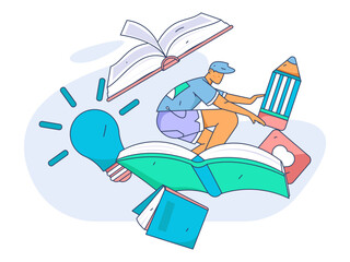 Education learning people flat vector concept hand drawn illustration
