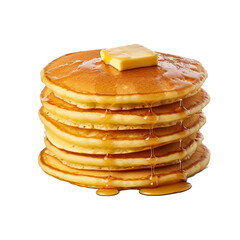Fresh cornmeal pancakes stack isolated on transparent background