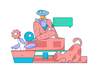 Education learning people flat vector concept hand drawn illustration
