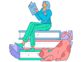 Education learning people flat vector concept hand drawn illustration
