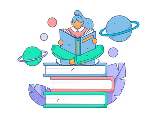 Education learning people flat vector concept hand drawn illustration
