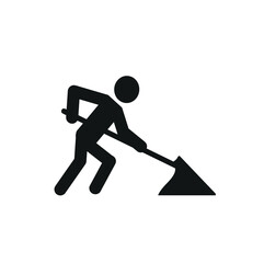 The worker icon is perfect for road signs, road repair work, flat vector illustration