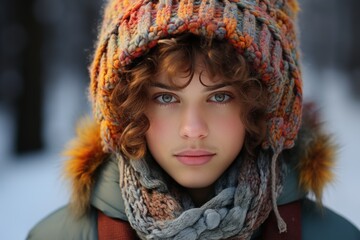 portrait of a woman in winter clothes