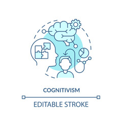 2D editable blue cognitivism icon, simple monochromatic vector, learning theories thin line illustration.