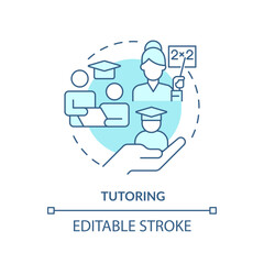 Fototapeta premium 2D editable blue tutoring icon, simple monochromatic vector, learning theories thin line illustration.