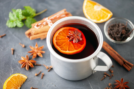 Jagertee - Austrian Hot Wine Punch. Alcohol christmas drink