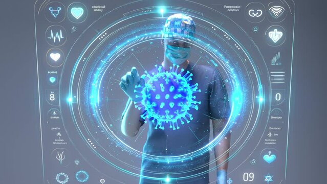 human, brain, neuron , mind, Healthcare doctor surgeon neurologist interacts with futuristic holographic hud screen Medical AR interface, digital diagnostics virtual 3D print imaging in medicine.