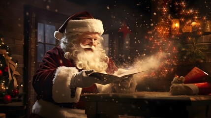 Father Christmas reading childrens Christmas Letters