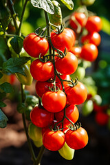 Obraz premium Harvest of sun-ripened tomatoes. AI generativ.