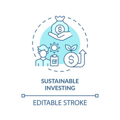 2D editable blue sustainable investing icon, monochromatic isolated vector, climate metrics thin line illustration.