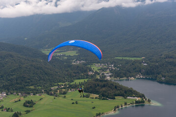 Beautiful landcape near Lake Bohinj in northern Slovenia near Austria in the Julian Alps with...