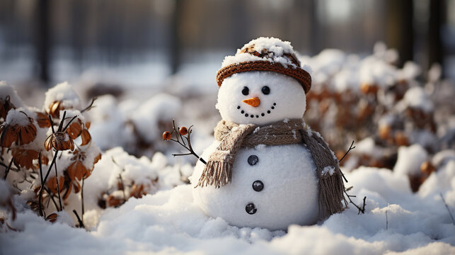 snowman on the tree HD 8K wallpaper Stock Photographic Image 