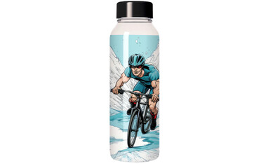 Comic Book-Inspired Bike Water Bottle On Transparent Background