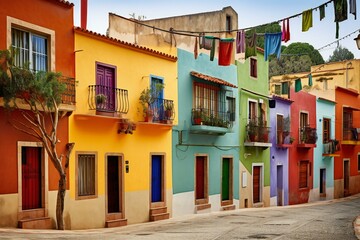 Fototapeta na wymiar Colorful houses on the island of Mallorca, Spain