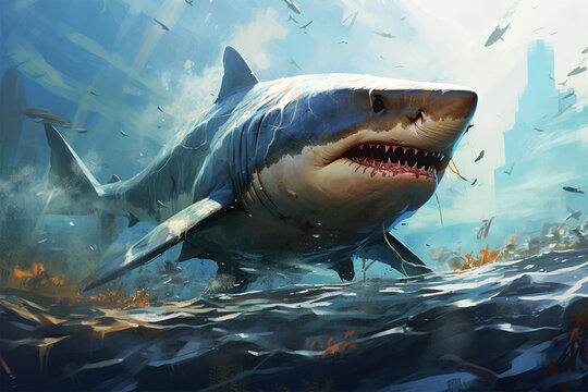 illustration of a shark in nature
