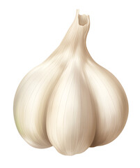 garlic bulb and garlic cloves, PNG File, on a white background.