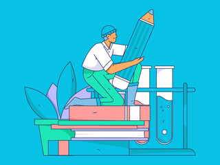 Education learning people flat vector concept hand drawn illustration
