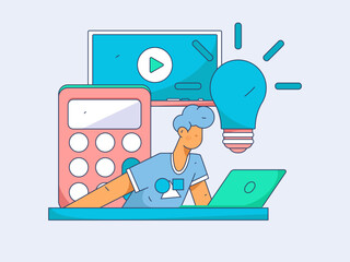 Education learning people flat vector concept hand drawn illustration
