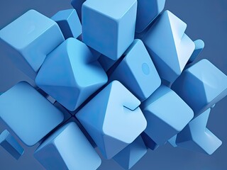 Abstract 3d render, blue geometric background designBy VAlex