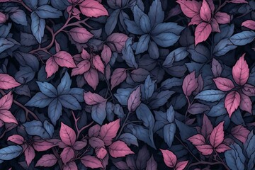 Seamless pattern with watercolor leaves,  Hand-drawn illustration