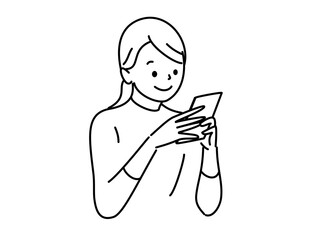 両肘をついてスマホを操作する女性　png