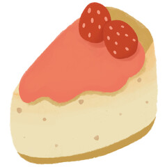 piece of strawberries cake, The slice of cheesecake, Illustrator of sweet and dessert for decoration. Kid's Favorite treat. Party food.