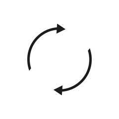 Two semicircular arrows. Following each other in a circle. Vector symbol.