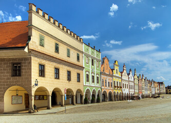 Fototapeta premium Telc town square with renaissance and baroque houses