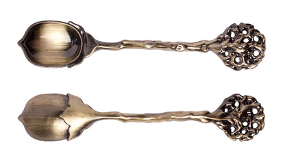 Dessert spoon with acorn on a transparent background. Isolated object