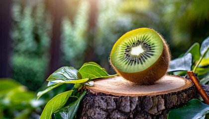 Kiwi fruit on wood