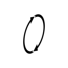 Two semi circular arrows together. Semicircular round arrows rotation in circle following each other.