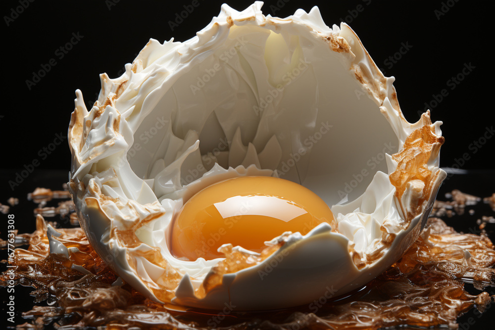 Aufkleber A visually captivating composition showing the transformation of an eggshell from intact to fragmented, revealing the life within.  