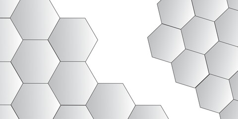 Technological hexagonal background with blue neon illumination
