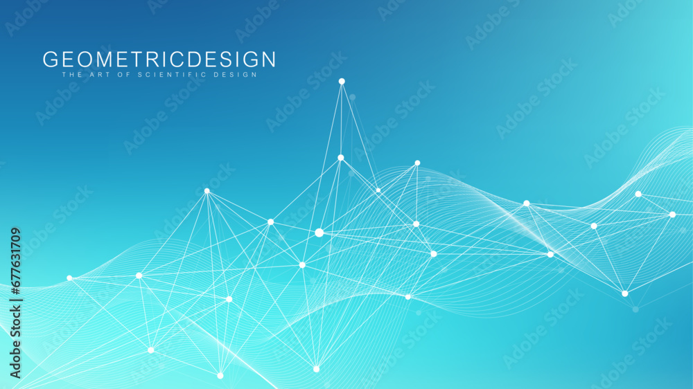 Fototapete Global network connection banner design template. Header social network communication in the global business concept. Big data visualization. Internet technology