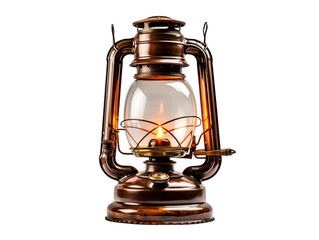 Old-fashioned Kerosene Lamp Isolated on Transparent or White Background, PNG