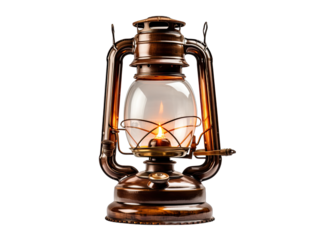 Old-fashioned Kerosene Lamp Isolated on Transparent or White Background, PNG