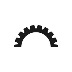 Half and part gear wheel. Pinion and cogwheel. Vector silhouette.