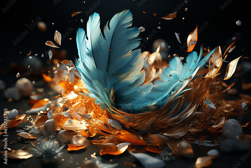 Aufkleber an enchanting image capturing the moment when the first downy feathers emerge from the broken eggshe