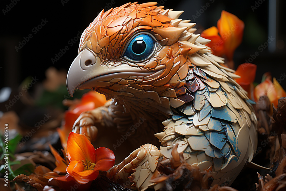 Poster A symbolic image of a hatchling emerging from a beautifully decorated eggshell, representing the eternal cycle of life.  